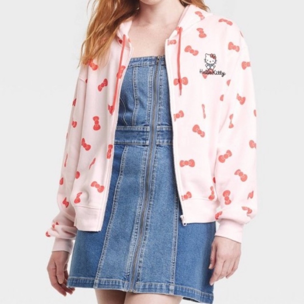 Hello Kitty Sanrio Bow Full Zip Hoodie Women's size XS